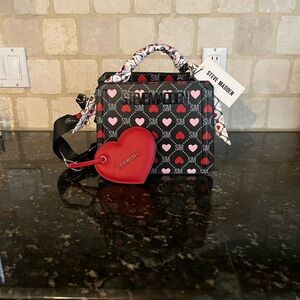 Steve Madden Black and Pink Heart Crossbody Bag
